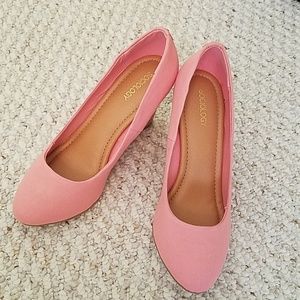 Pink Wedge Pumps